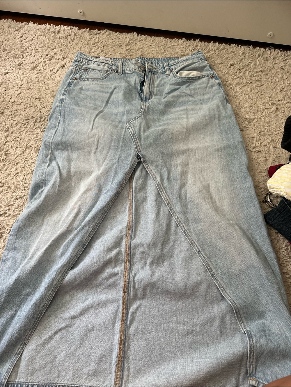 American Eagle Outfitters Light Wash Denim Maxi Skirt